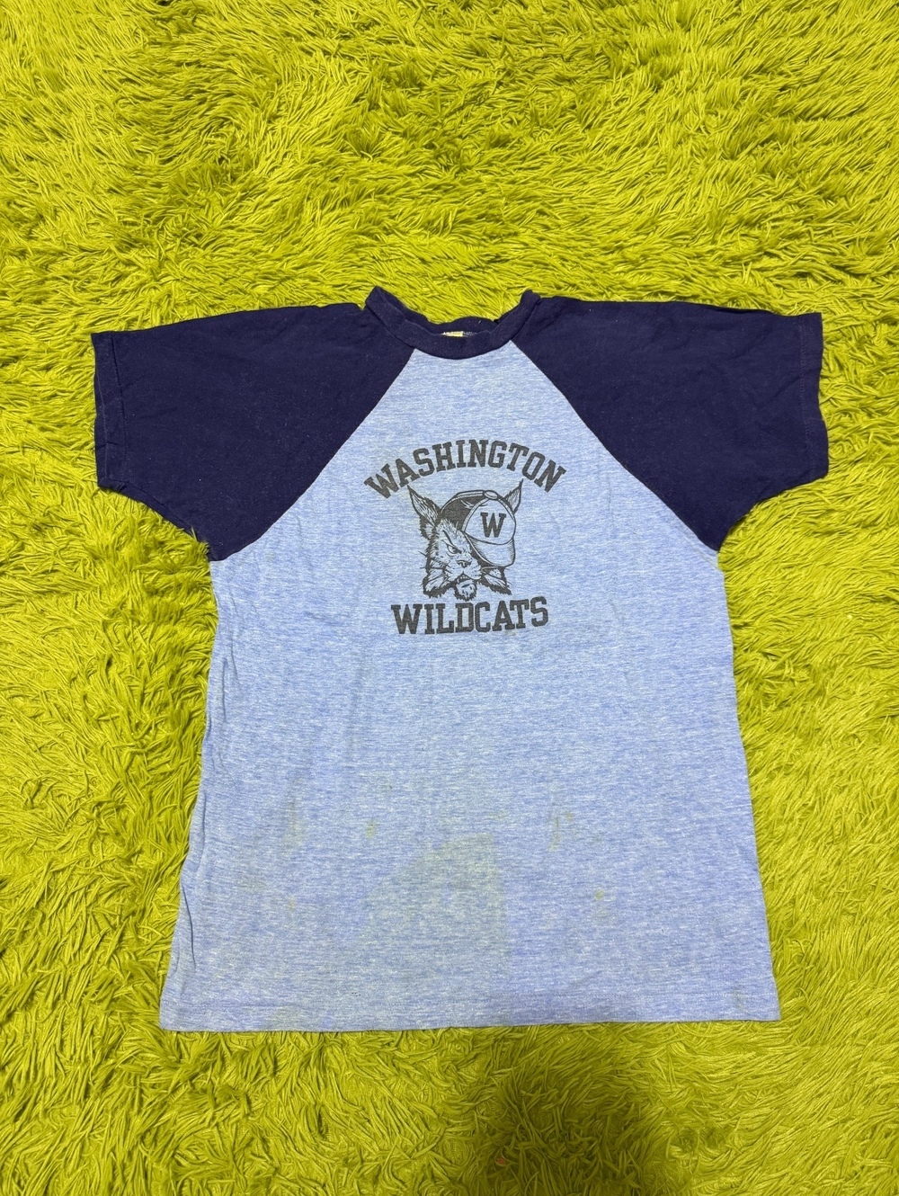 Vintage 70s Washington Wildcats Graphic T-shirt Size Large Blue